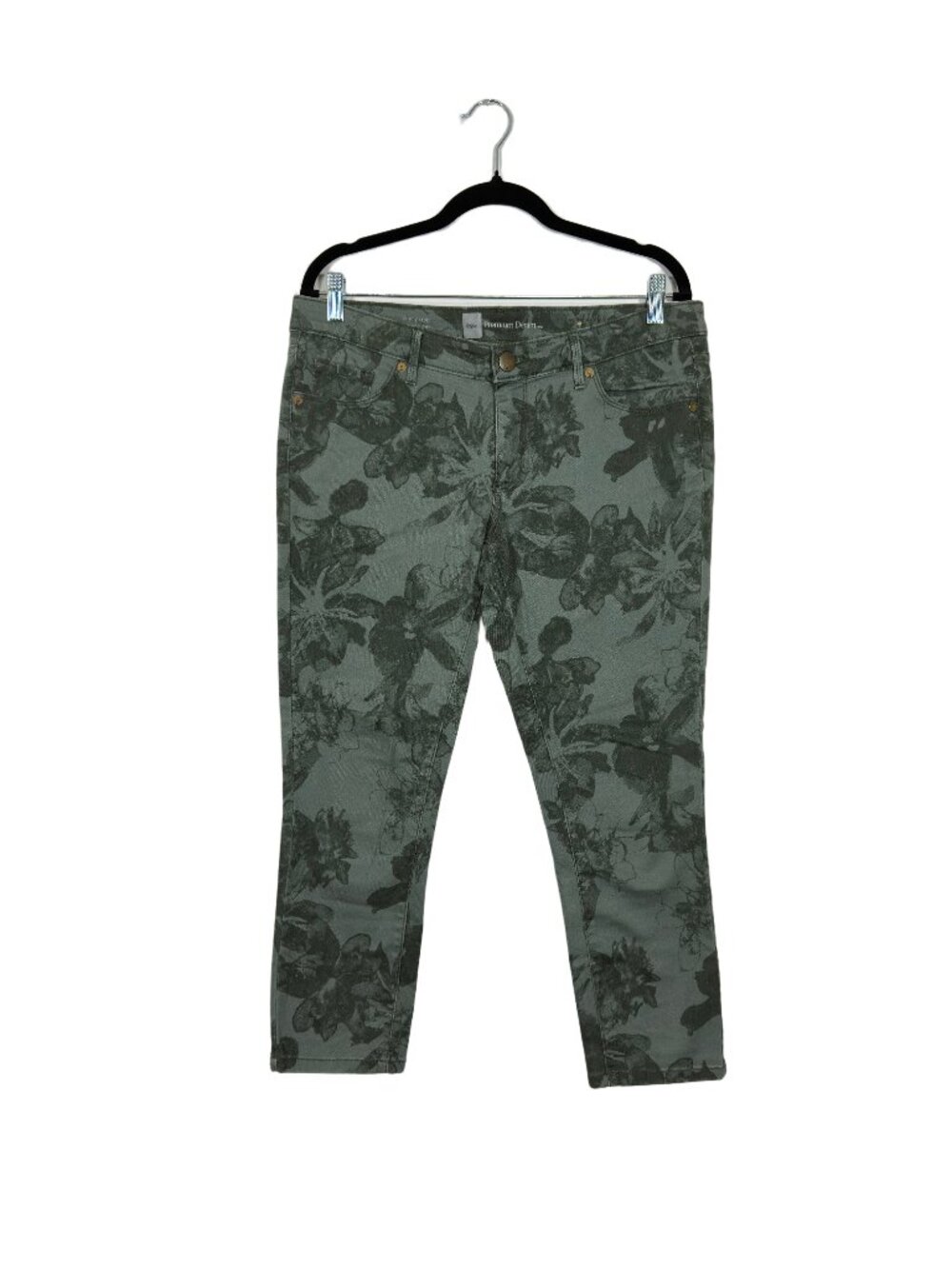 Mossimo Women's Floral Skinny Jeans Size 10 Green Casual Everyday Fall Layering